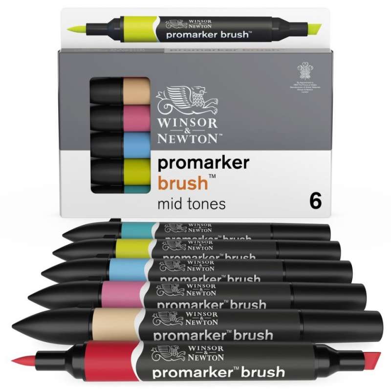 Promarker Brush set 6 Mid Tones