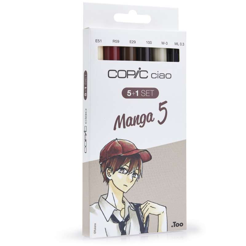 Set 5 copic ciao più un multiliner tonalità manga 1