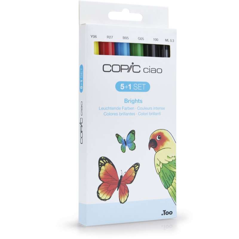 Set 5 copic ciao più un multiliner tonalità brillanti