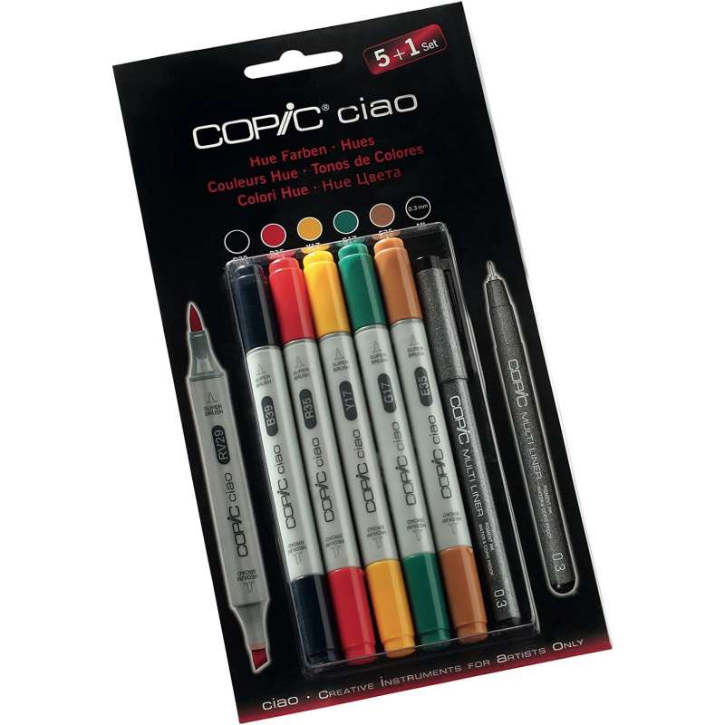 Set 5 copic ciao più un multiliner tonalità hue