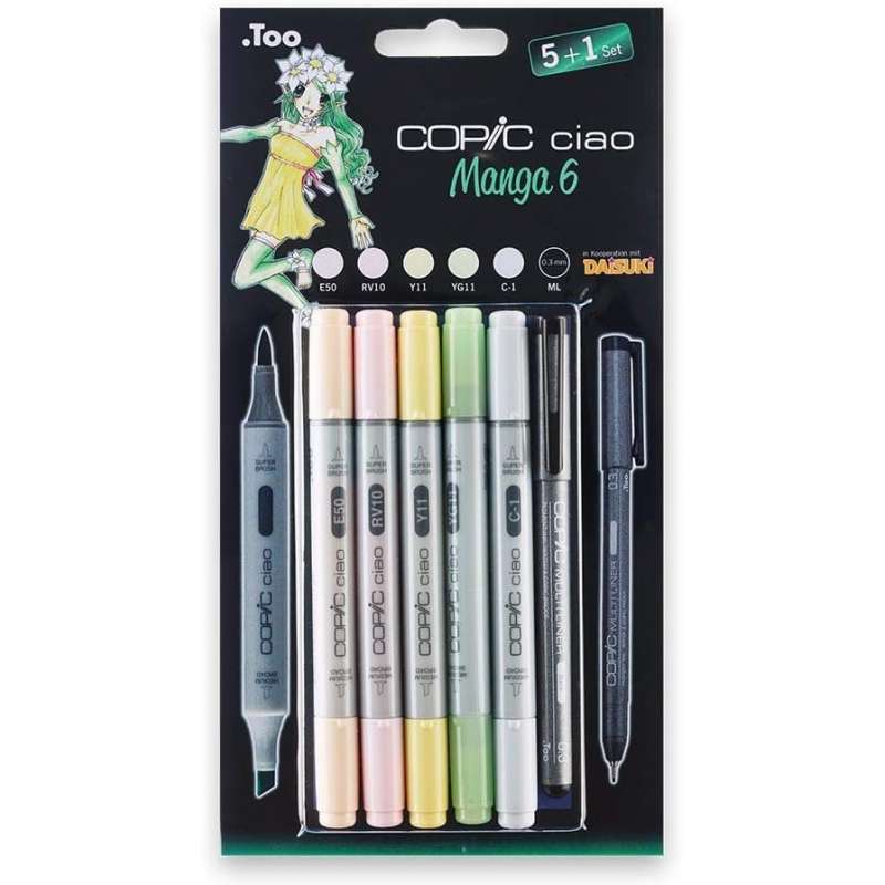 Set 5 copic ciao più un multiliner tonalità manga 6