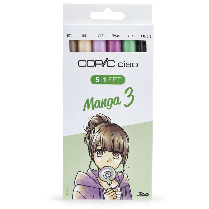 Set 5 copic ciao più un multiliner tonalità manga 3