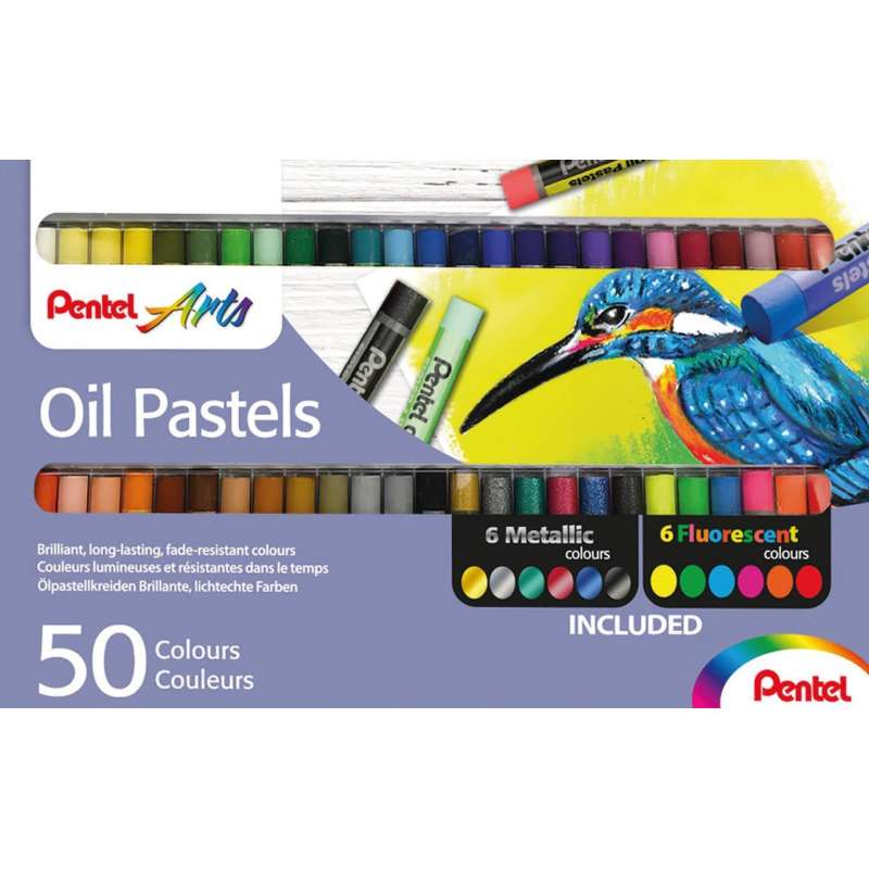 Oil Pastels 50 Pentel Arts con colori metallici e fluorescenti