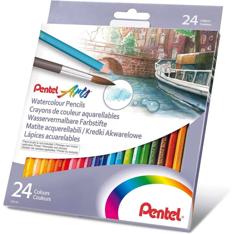 Matite acquerellabili Pentel. Set da 24 pezzi.