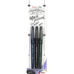 Set 3 brush sign pen pigment Pentel